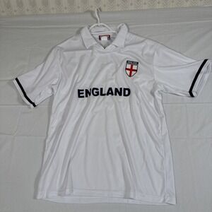 SHIRT POLO JERSEY England Soccer (No Size) Men's WhiteEmbroidered EB Sports